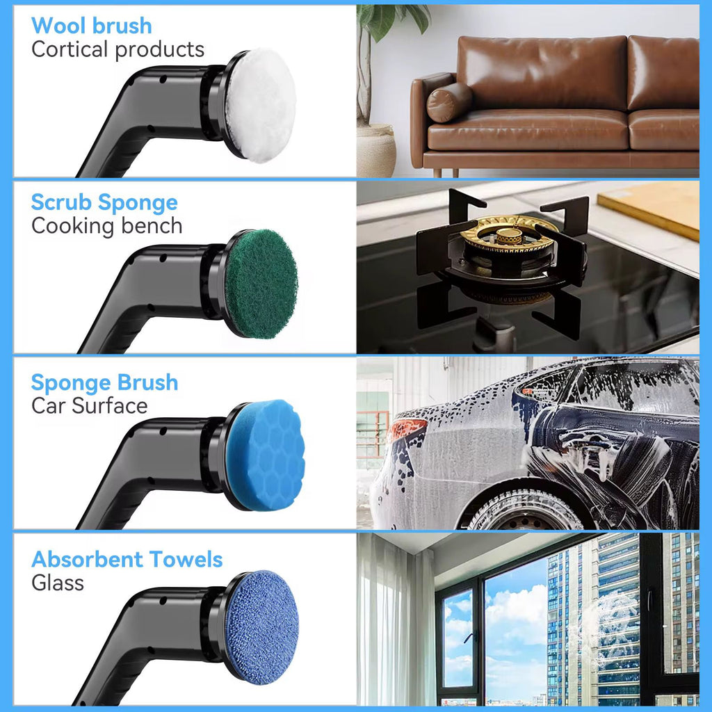 Cepillo de limpieza eléctrico inalámbrico multifuncional 9 en 1, cepillo para el hogar, cocina, baño, herramientas de limpieza giratorias de mano USB